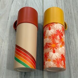 Retro Floral and Striped Thermos Set